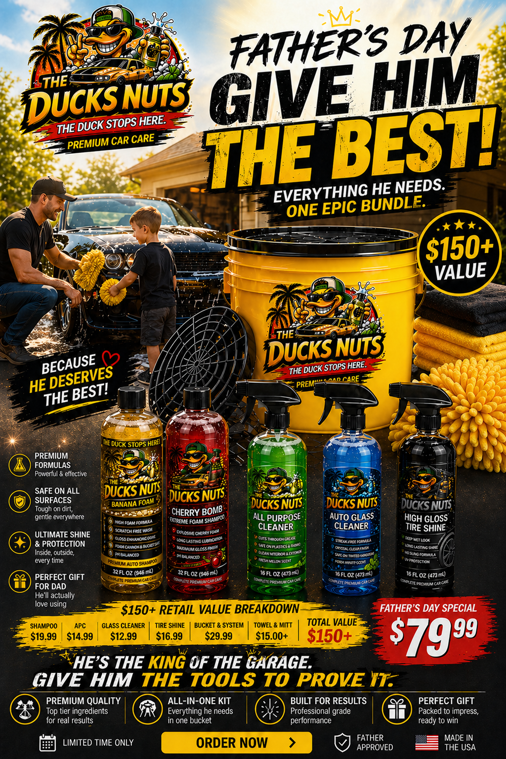 The Ducks Nuts Garage King Father's Day Kit
