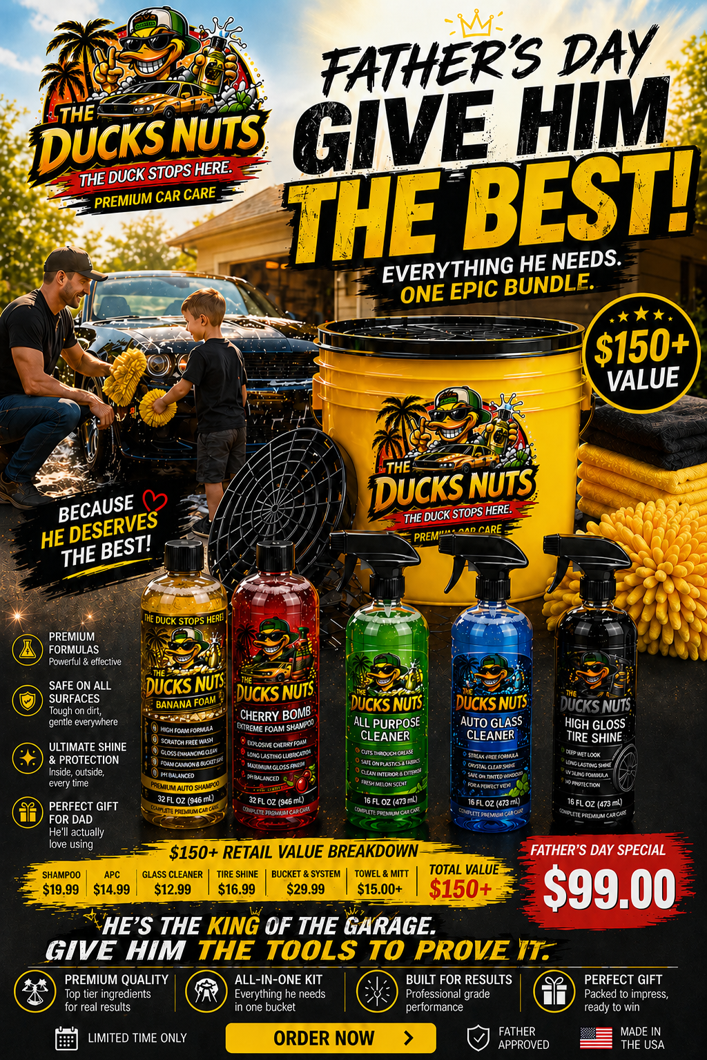 The Ducks Nuts Garage King Father's Day Kit